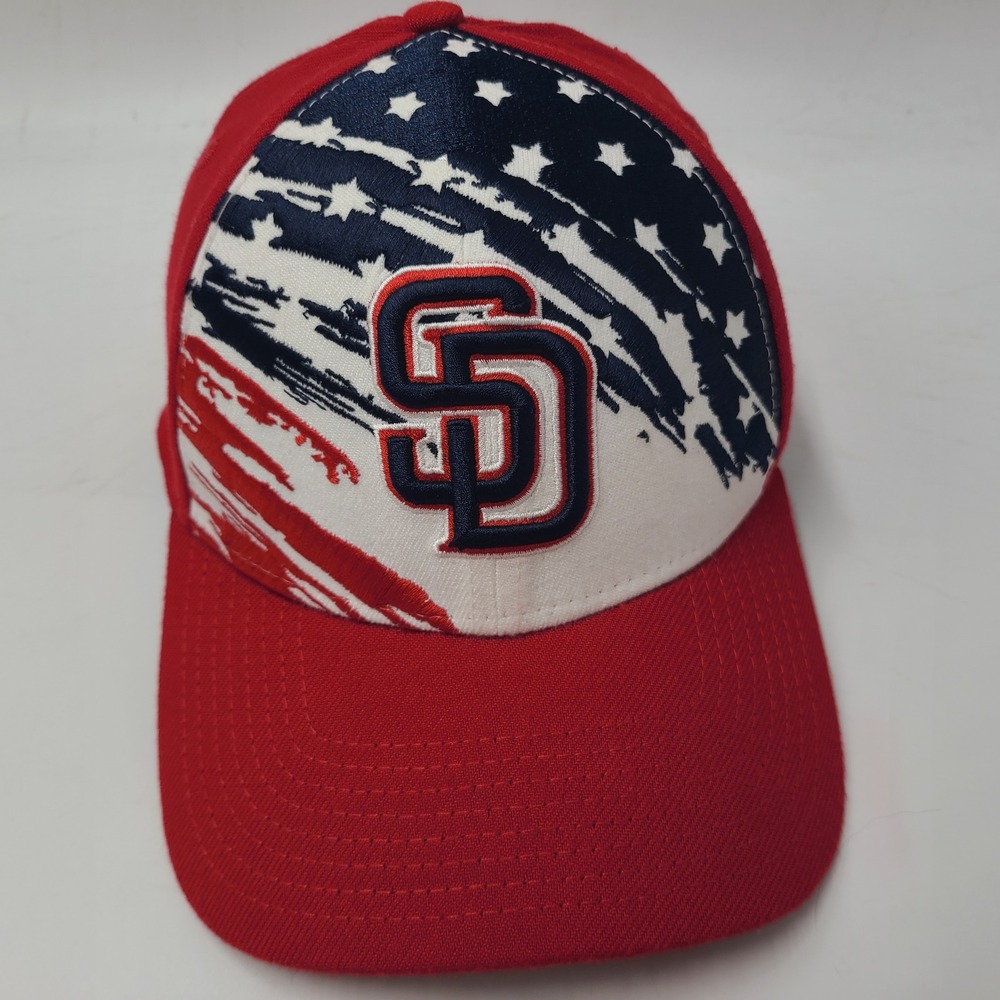 San Diego Padres Hat Fitted S-M New Era 39Thirty Red White‎ Blue Stars & Stripes